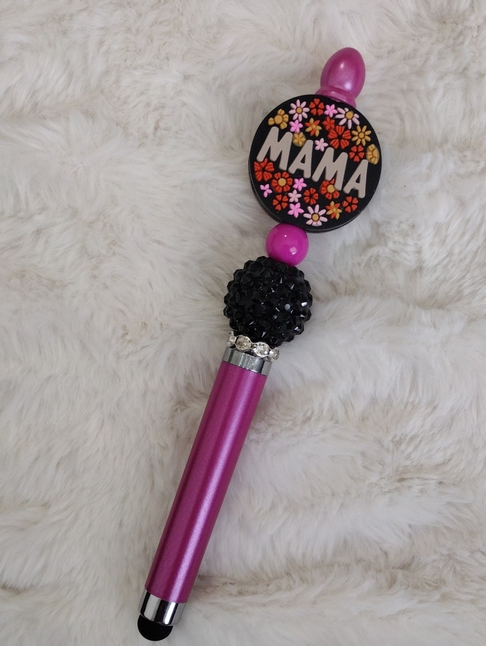 Mama Pink Stylus & Pen with Decorative Beads